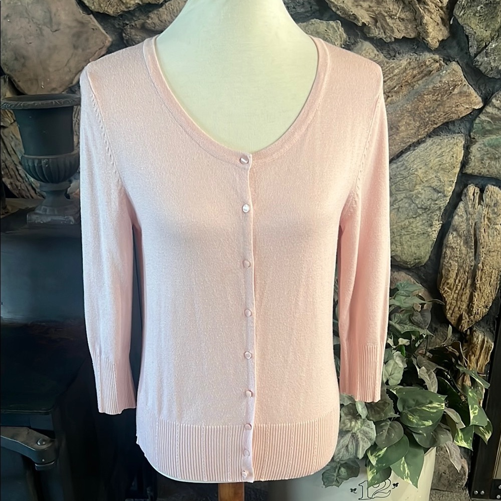 Merona Pink Cardigan Sweater V-Neck Fine-Knit